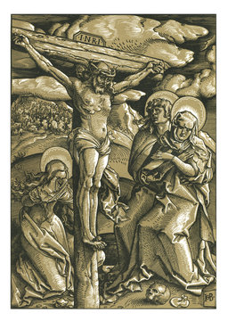 The Crucifixion Woodcut Woodblock print