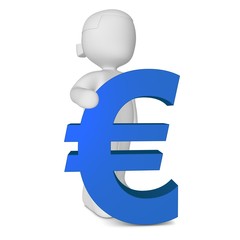 3d-mädchen mit blauem eurozeichen