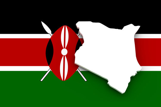 Kenia Landkarte auf Flagge