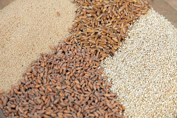 Background of different kinds of grains close up