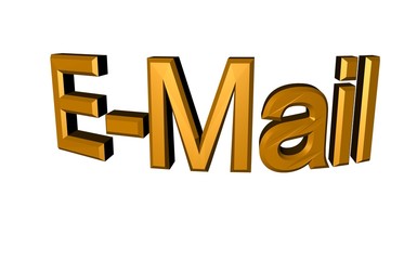 3D Text E-Mail gerundet gold HG weiss