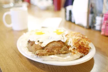 Wall murals Fried eggs Country fried steak and eggs