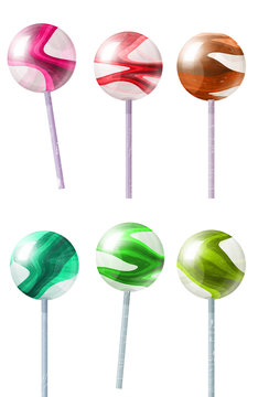 Six colored lollipops