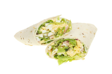 Egg bacon and salad bread wraps