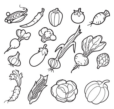 Картинки для детей овощи черно белые для детей