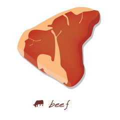 slice of beef on the white background