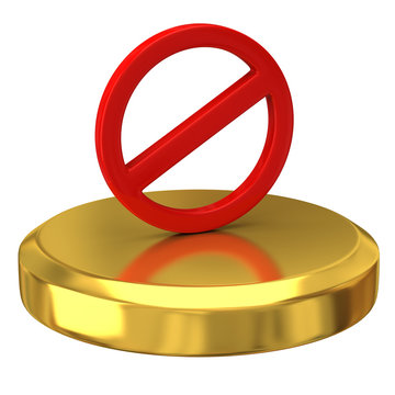 recommend clip art: Do Not warning sign on gold podium