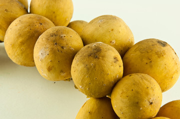 Tropical Thai fruit, Long kong, isolated on white