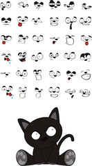 black cat cartoon set