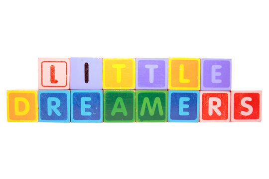 little dreamers in blocks on white