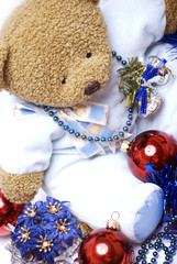 Soft bear with Christmas decorations