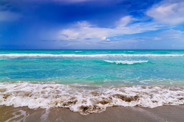 Beach landscape with a dramatic cloudy sky