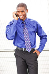 Black businessman on the phone