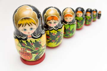 russian matryoshka doll on white background