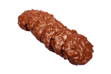 Tea time chocolate biscuits isolated on a white background