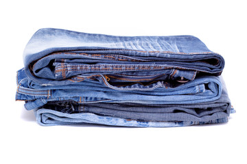 Folded blue jean pants