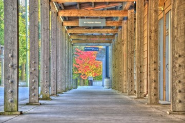 Fototapeta na wymiar Columned hallway for HDR photo