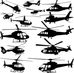 helicopters collection - vector - obrazy, fototapety, plakaty