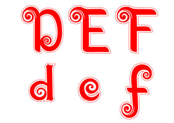 Candy Cane Swirl Letters D d E e F f