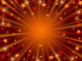 Christmas background radiate in golden and brown