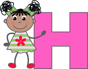 a girl with letter H