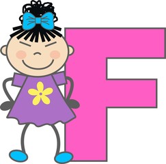 a girl with letter F
