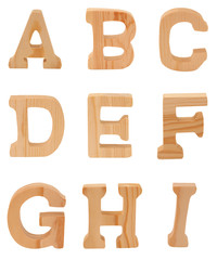 Buchstaben aus Holz A-I