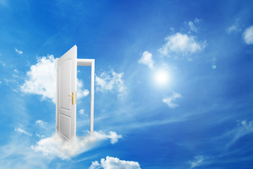 Door to new world. Hope, success, new way concepts