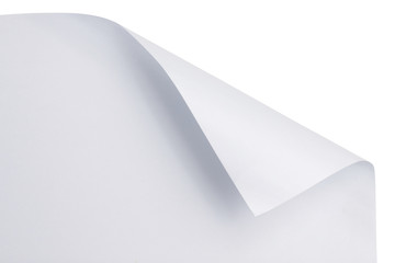 paper curl at the edge of a white paper