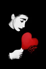Papier Peint photo Rouge, noir, blanc Peine d& 39 amour. Coeur brisé