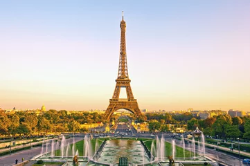 Wall murals Paris View of Eiffel Tower at sunset in Paris, France