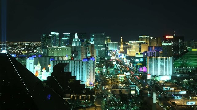 Time lapse Las Vegas at night from high above