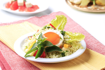 Couscous and fried egg