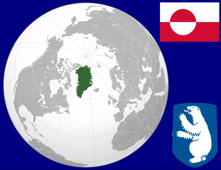 Greenlan globe map locator world flag coat © juan35mm