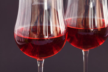 glass of wine on a black background