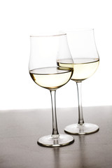 glass of wine on a white background