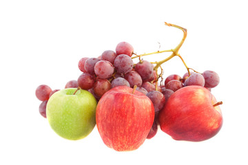 apples and grapes isolated on white