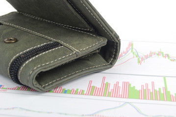 Wallet and stock chart
