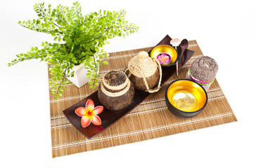 Small spa in the wooden tray