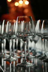 wine glasses on the bar