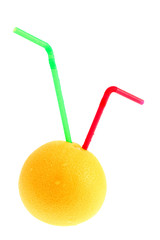 juicy grapefruit with straw