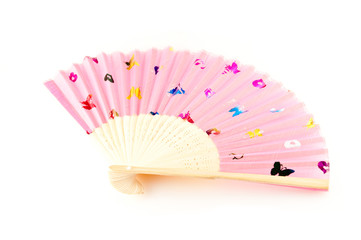 pink fan (isolated on the white)