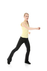 Obraz premium Young woman doing exercise