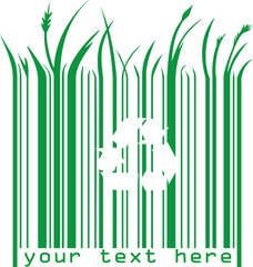 green barcode with text and eco symbol