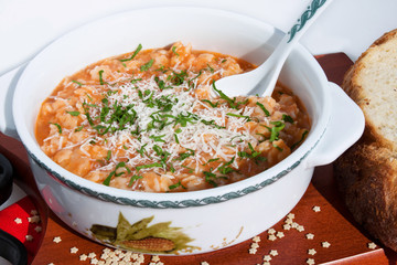 Tomato Soup With Pasta And Parmesan