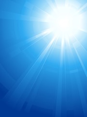 Blue sky with glaring sun