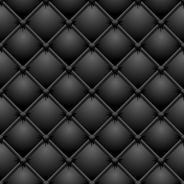 Buttoned black leather vector texture.