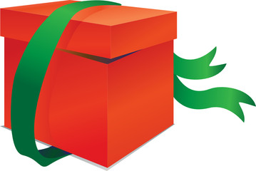 Red box with green band