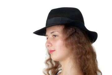 girl in a black hat