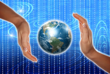 Hands, line, planet earth